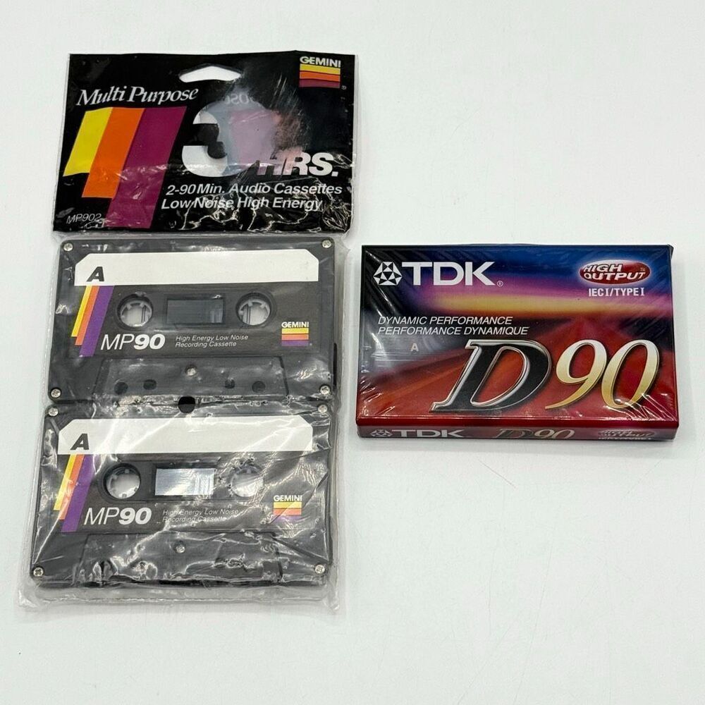 Lot of 3 Blank Cassette Tapes TDK Gemini